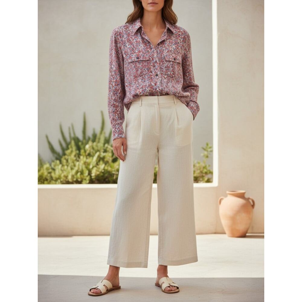 J.Crew Classic Silk Floral Button-Down Shirt Women's Size 4